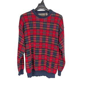 Vtg Whitfield & Bridges Tartan Birdseye Crewneck Sweater Heritage USA Size XL